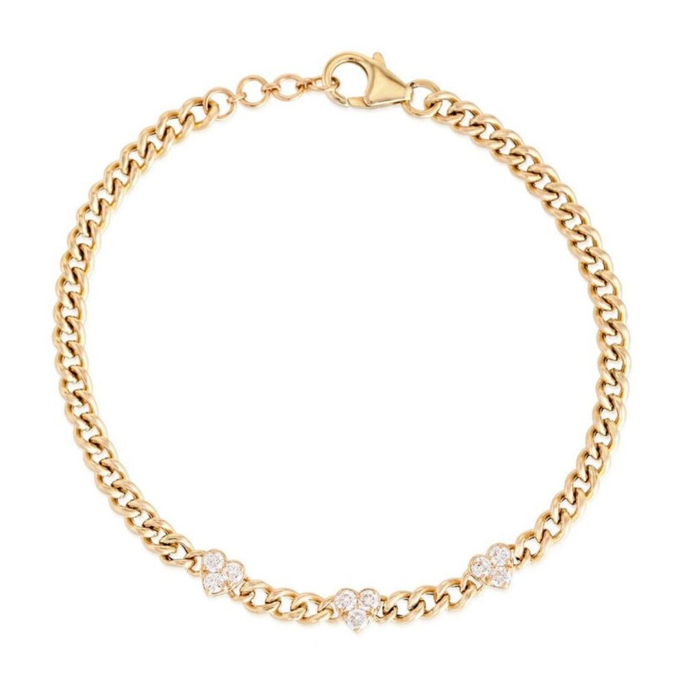 Heartbeats 14K (or 18k upon request) Yellow Gold Diamond Accent Chain Bracelet